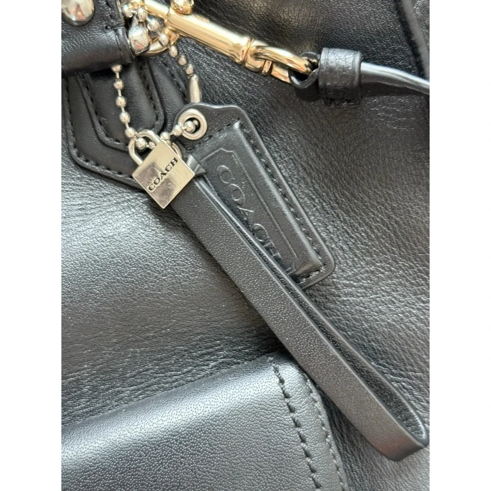 Coach Charlie Tote‎ Bag Large Black Leather Shoulder Handbag Purse